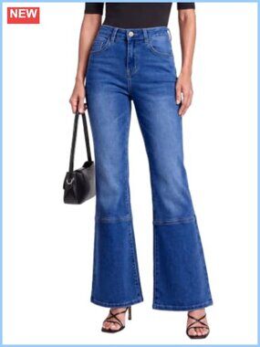 Sidefeel High Waisted Bootcut Jeans Stretchy Flared Denim Pants
